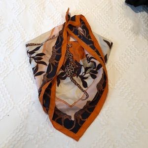 Leopard silk neck scarf